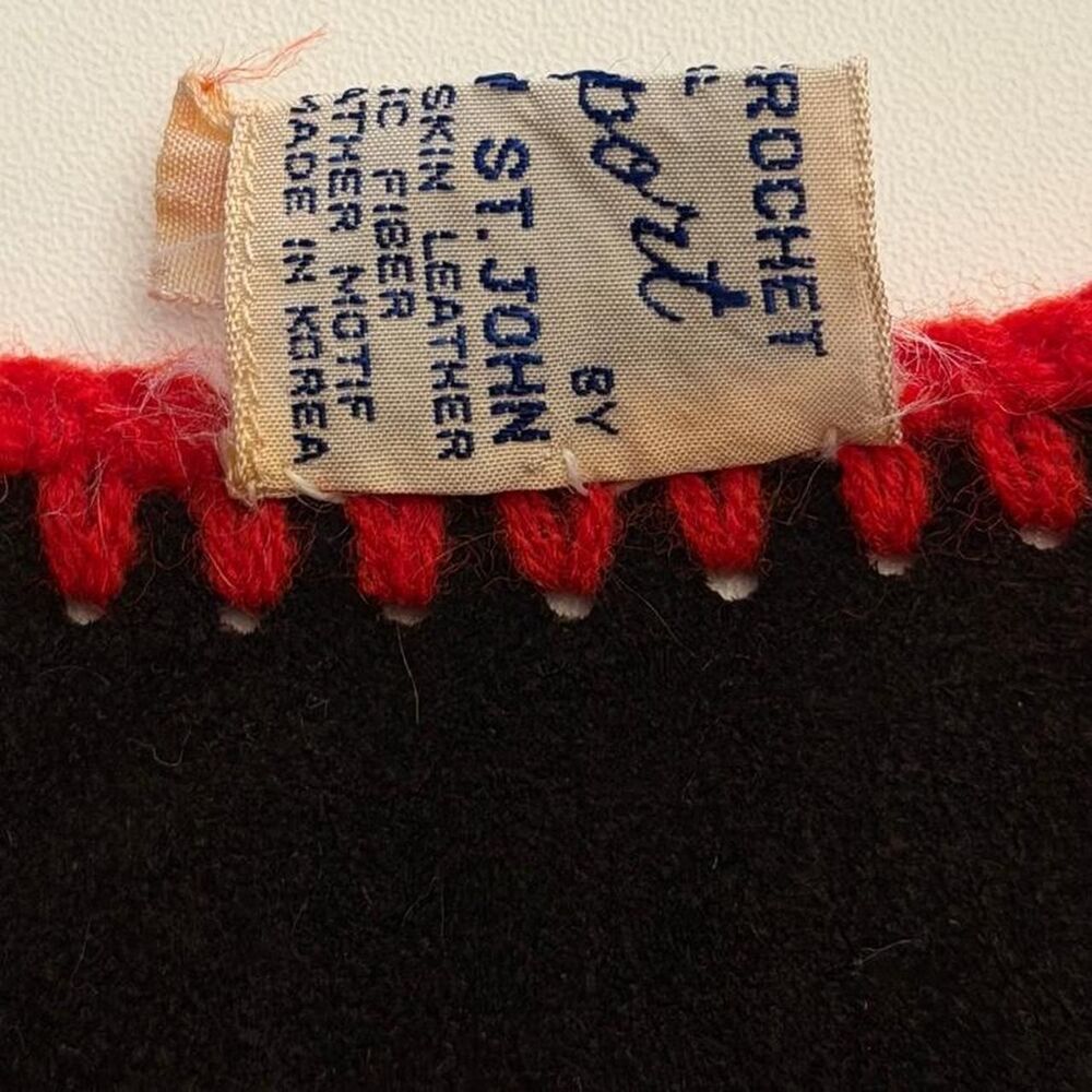 Vintage 1970s leather crochet folk vest - Picture 6 of 8